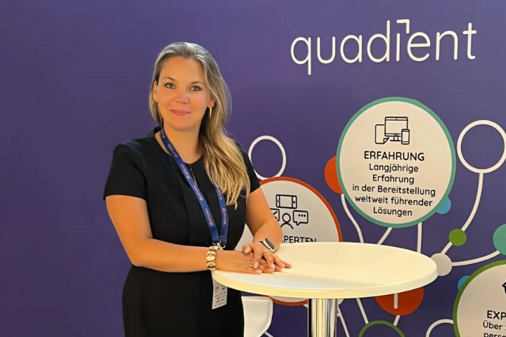 Tina at a Quadient exhibition stand